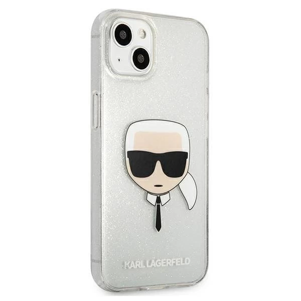 Karl Lagerfeld KLHCP13SKHTUGLS iPhone 13 mini 5,4" srebrny/stříbrný pevný obal Glitter Karl`s Head